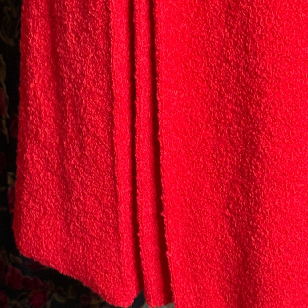 Vintage Adolfo for Saks Fifth Avenue Red Bouclé Knit Skirt | Pleated Hem | 60s